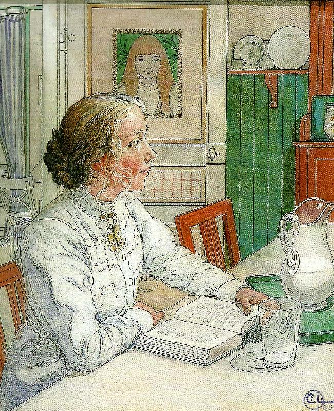 Carl Larsson min aldsta dotter- suzanne med mjolk och bok oil painting image